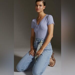 RARE Pilcro NWT Sustainable Double-V Tee in Slate—L
